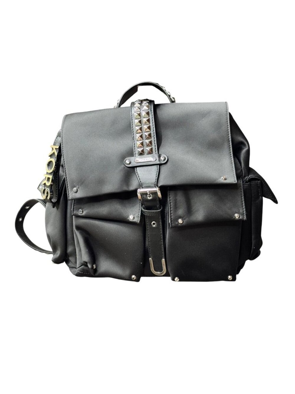 Michael Kors Studded Backpack Olivia Black Nylon Backpack Studded Straps Logo